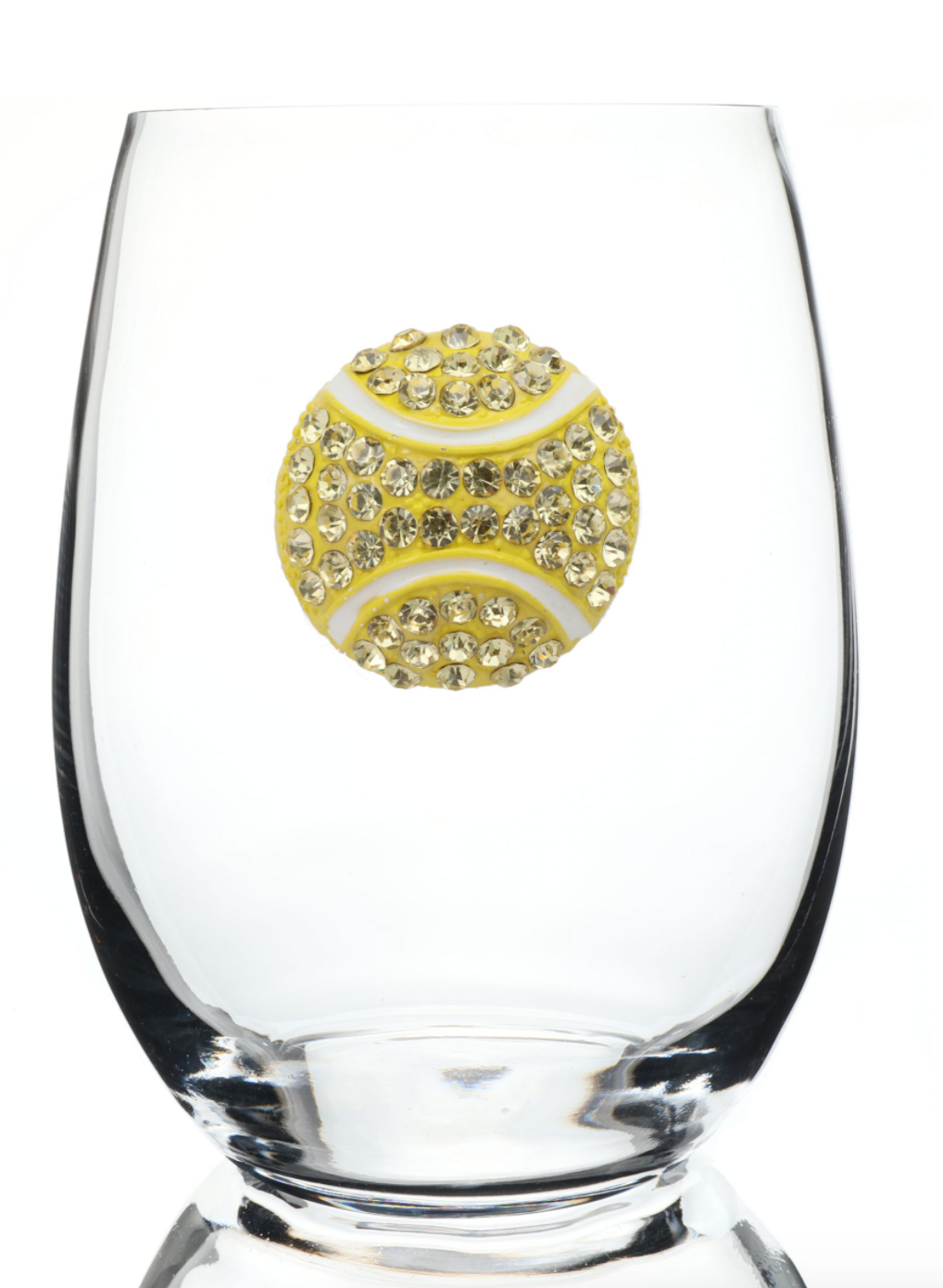 Tennis Ball Bedazzled Stemless Wine Glass