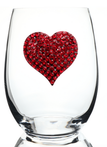 Heart Bedazzled Stemless Wine Glass