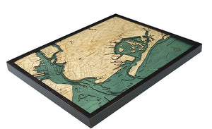 New York: Nautical Wood Map: Brooklyn
