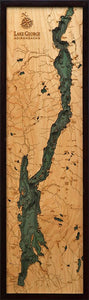 New York: Nautical Wood Map: Lake George