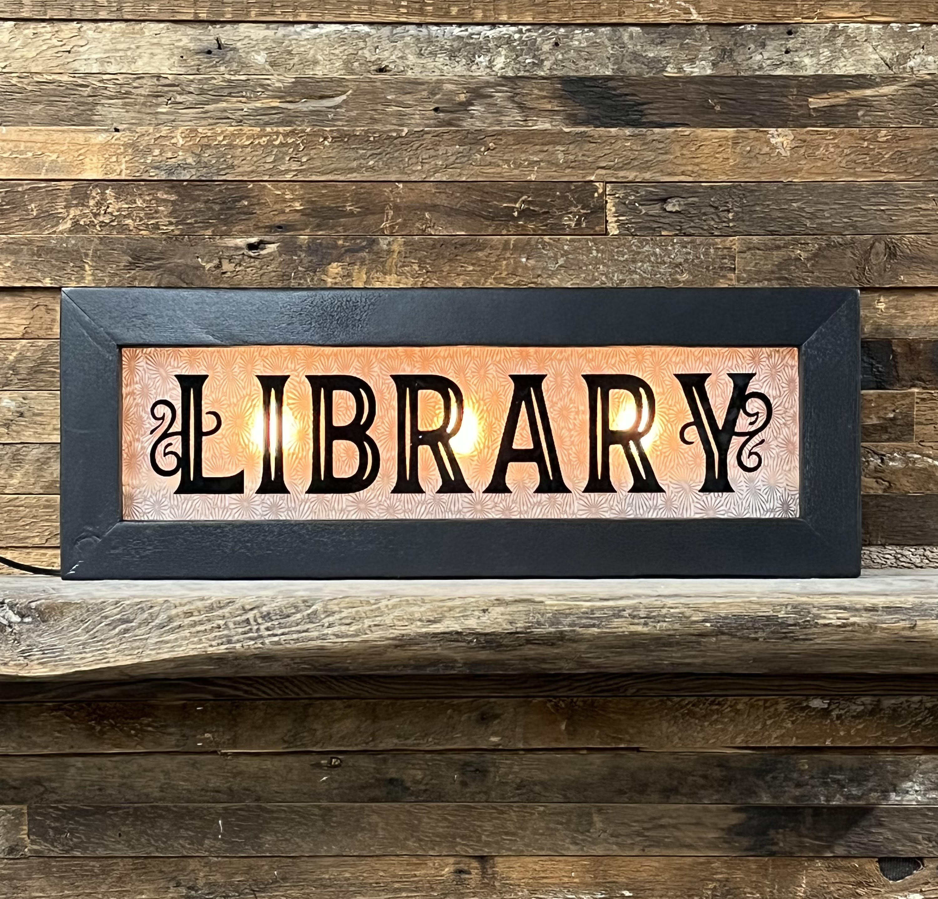 Back Lit Vintage Sign: Library