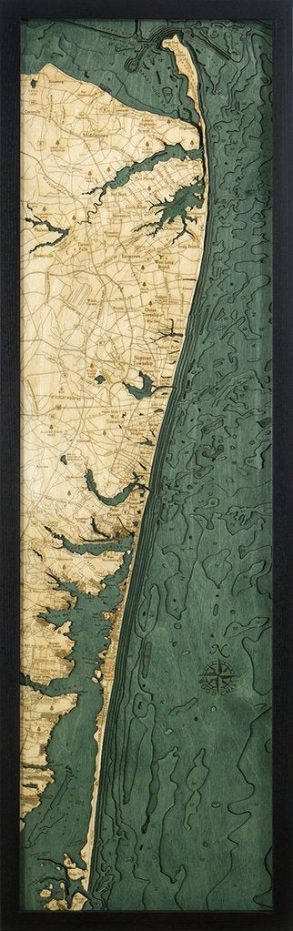 New Jersey: Nautical Wood Map: North Shore