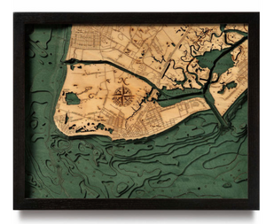 New Jersey: Nautical Wood Maps: Cape May, NJ