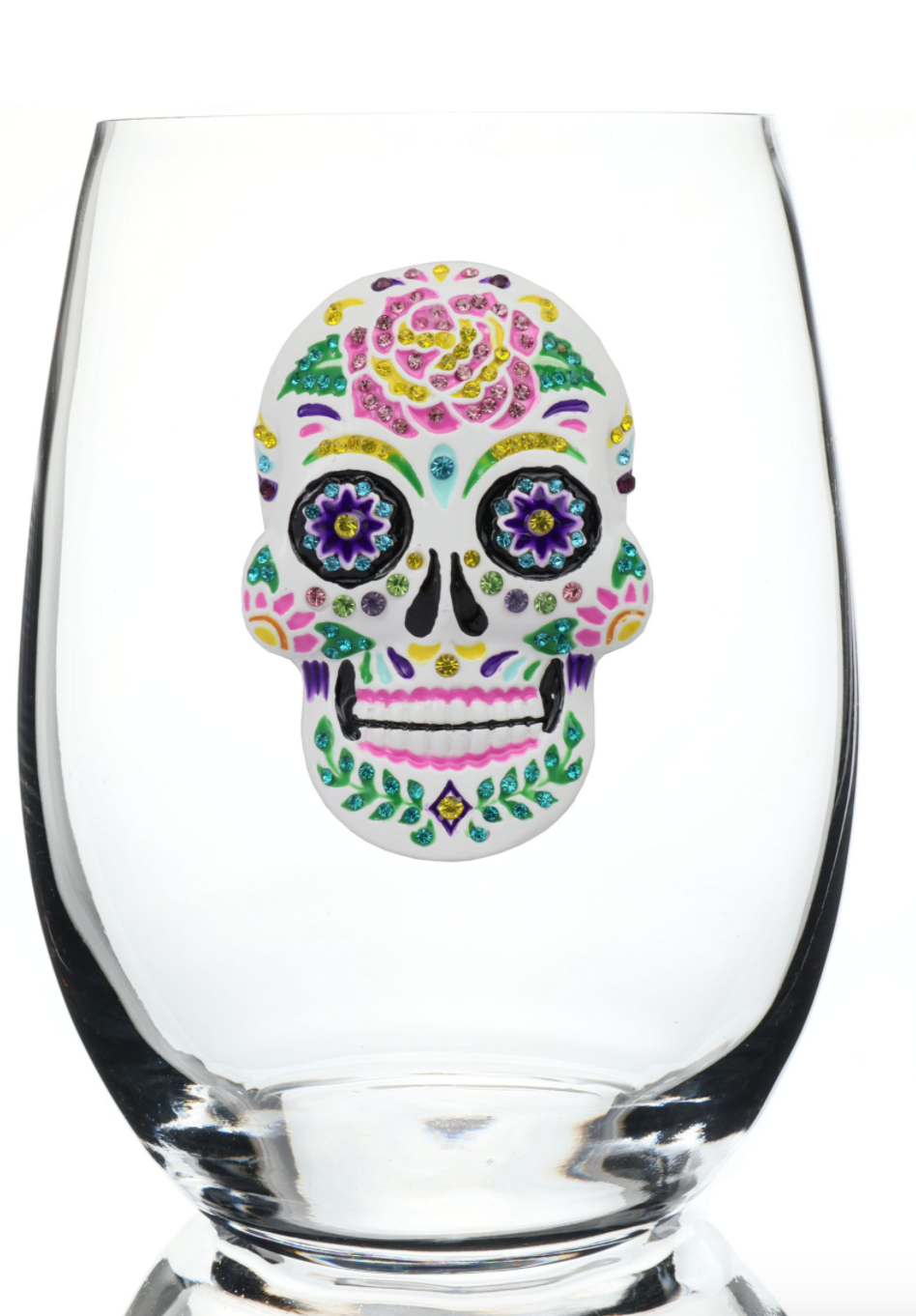 Skull Bedazzled Stemless Wine Glass