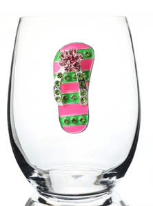 Flip Flop Bedazzled Stemless Wine Glass