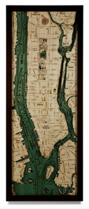 New York: Nautical Wood Map: Manhattan