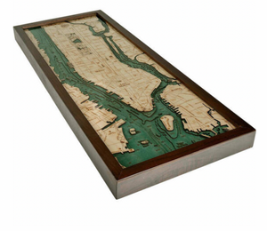 New York: Nautical Wood Map: Manhattan