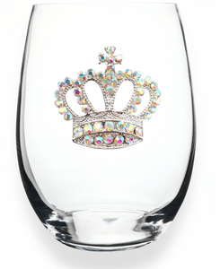 Crown Bedazzled Stemless Wine Glass