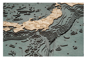 Japan & Korea 3-D Nautical Wood Chart 16 x 20