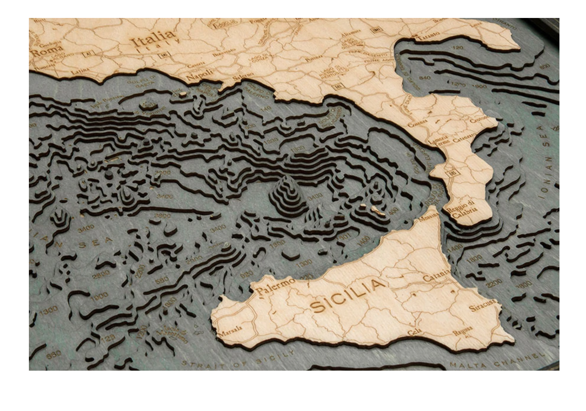 Italy Nautical Wood Map