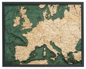 Nautical Wood Map: Western Europe
