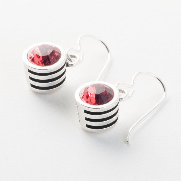 Slotted Classic Earrings in Silver- Padparadscha