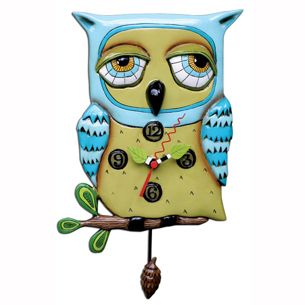 Old Blue Owl Whimsical Clock