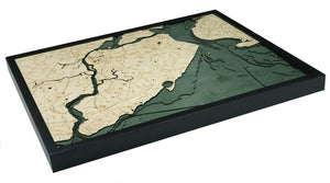 New York: Nautical Wood Map: Staten Island