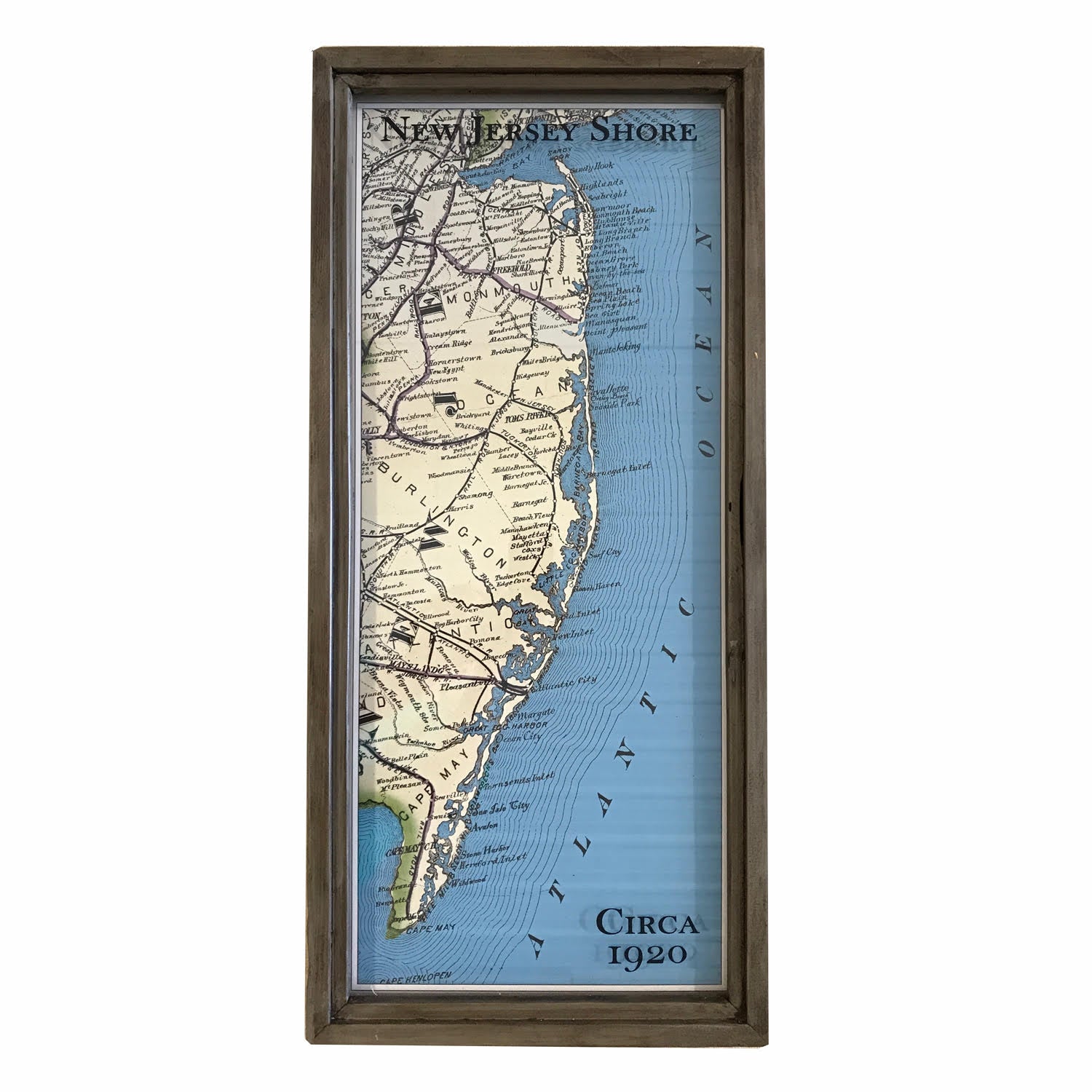 Vintage Jersey Shore, Circa 1920 Map